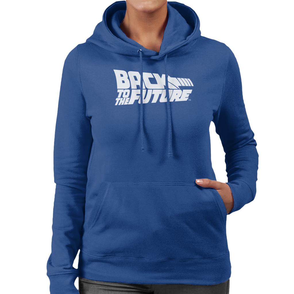 Back to the Future White Logo Women's Hooded Sweatshirt-ALL + EVERY