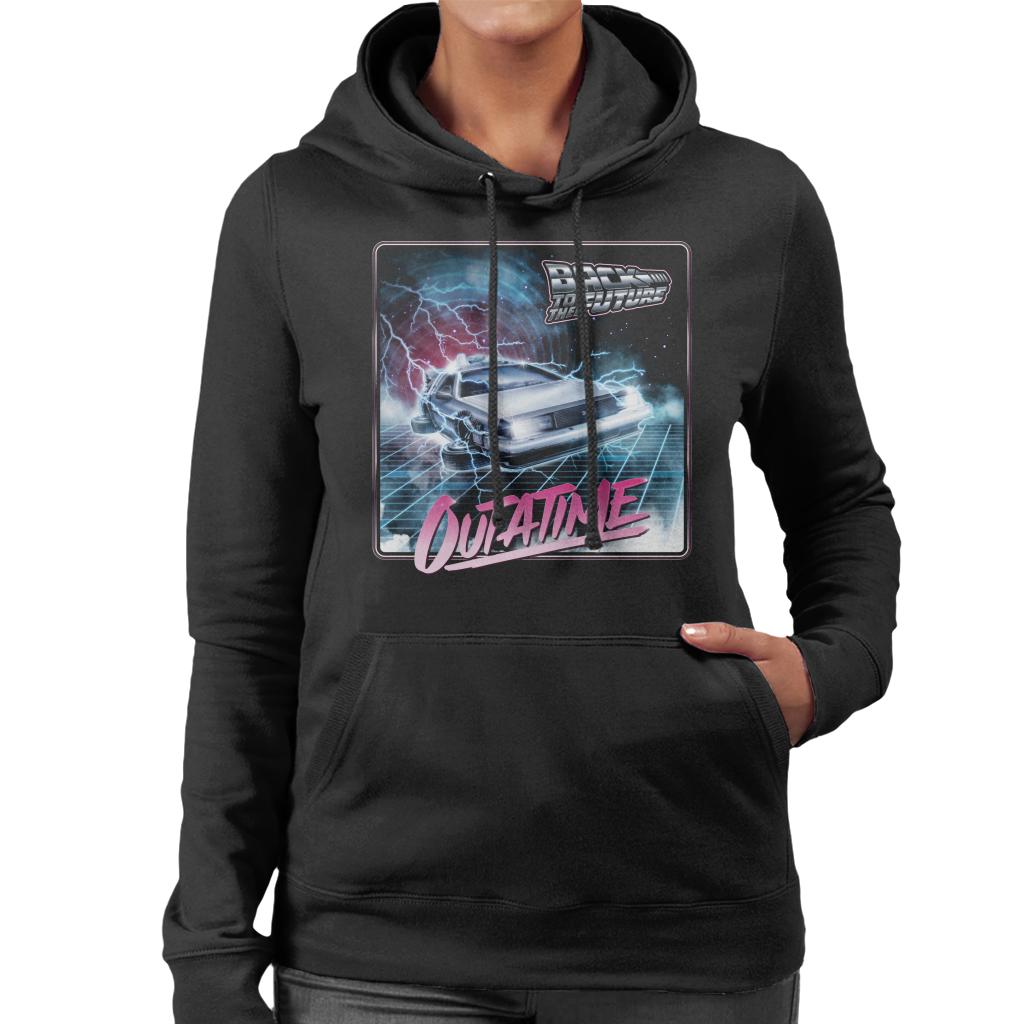 Back to the Future Delorean Lightning Outatime Women's Hooded Sweatshirt-ALL + EVERY