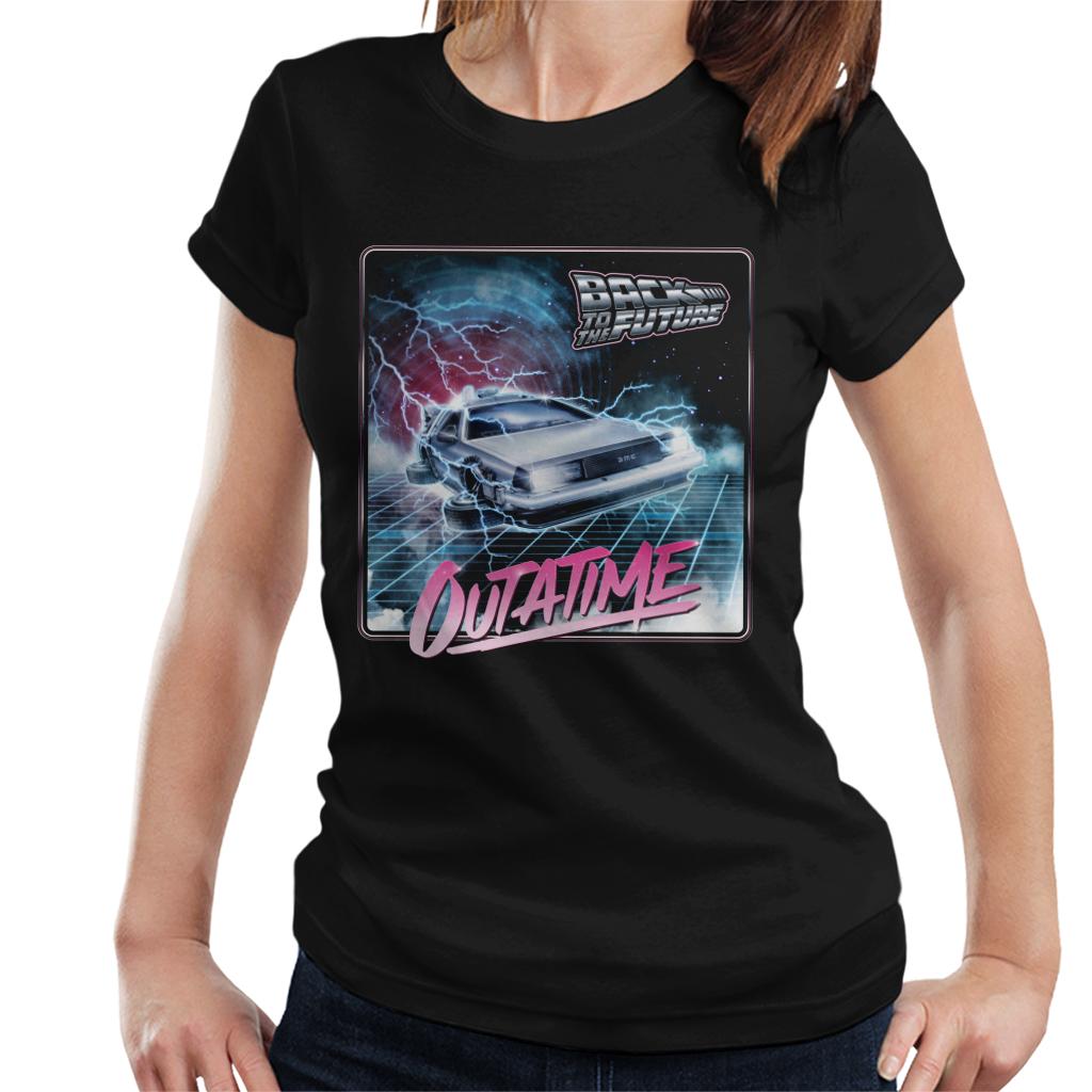 Back to the Future Delorean Lightning Outatime Women's T-Shirt-ALL + EVERY