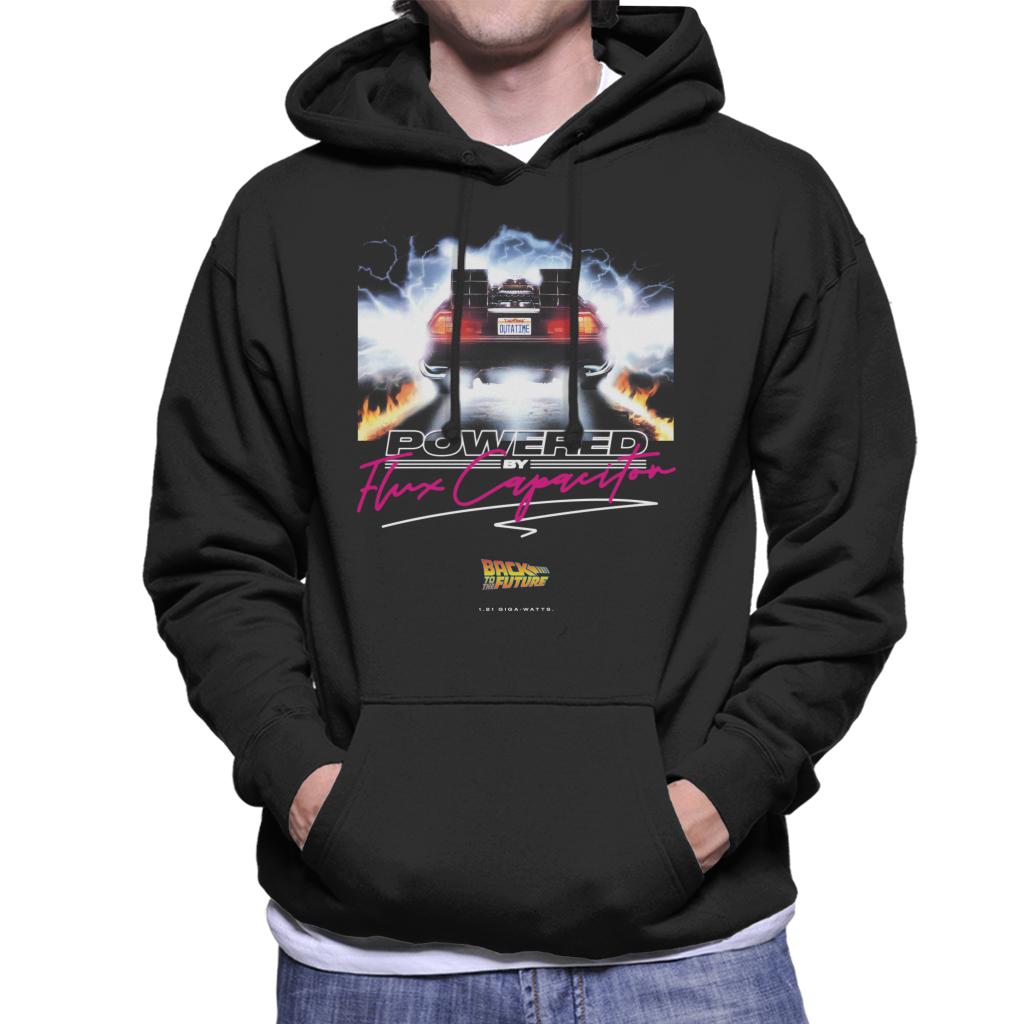 Back to the Future Delorean Powered By Flux Capacitor Men's Hooded Sweatshirt-ALL + EVERY