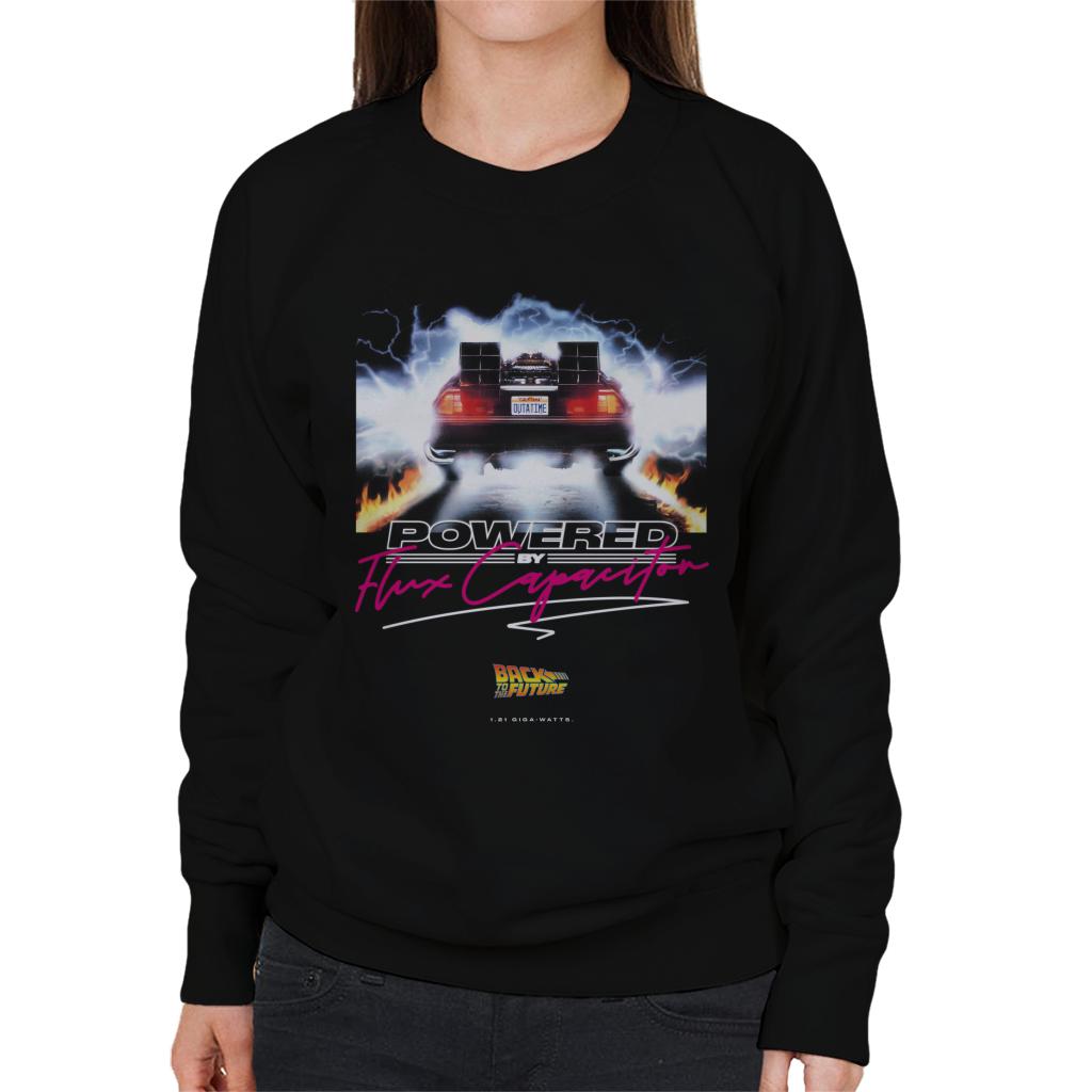 Back to the Future Delorean Powered By Flux Capacitor Women's Sweatshirt-ALL + EVERY