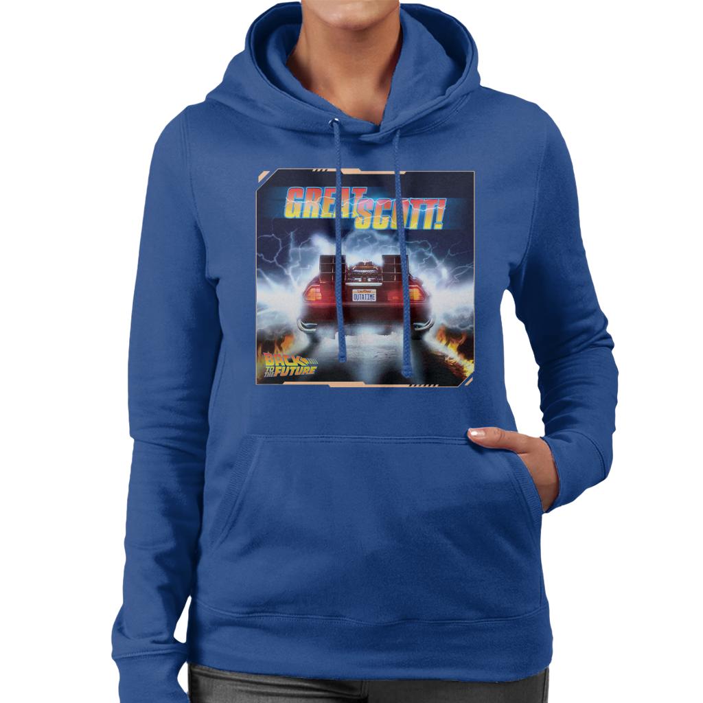 Back to the Future Delorean Great Scott Women's Hooded Sweatshirt-ALL + EVERY