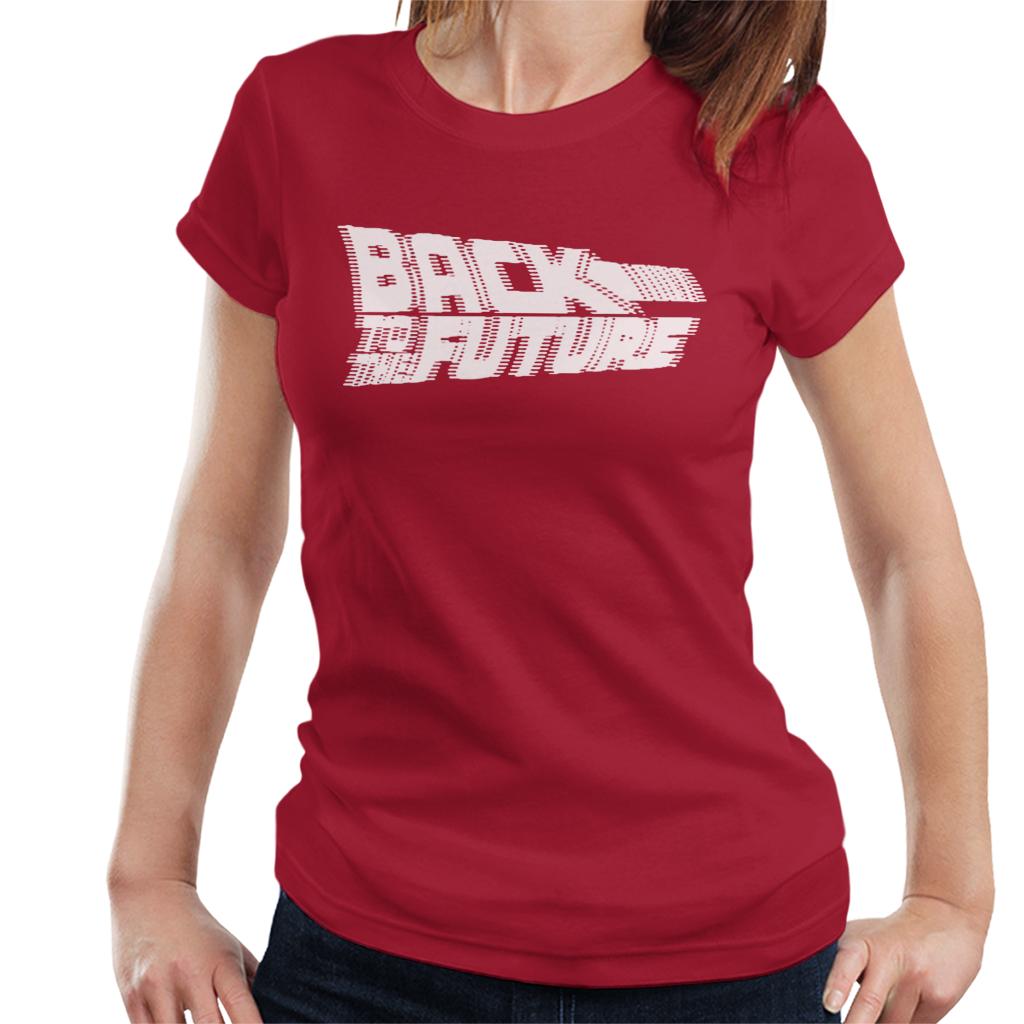 Back to the Future Blurred White Logo Women's T-Shirt-ALL + EVERY