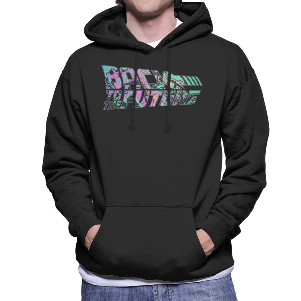 Back to the Future Psychedelic Marble Logo Men's Hooded Sweatshirt-ALL + EVERY