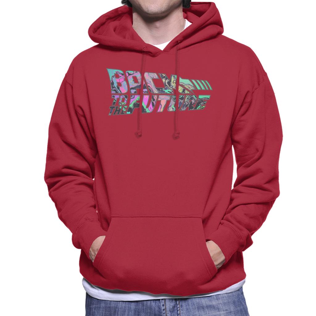 Back to the Future Psychedelic Marble Logo Men's Hooded Sweatshirt-ALL + EVERY