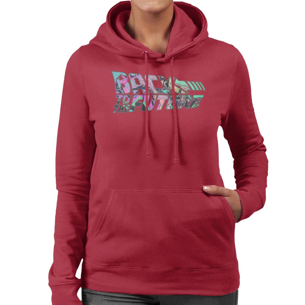 Back to the Future Psychedelic Marble Logo Women's Hooded Sweatshirt-ALL + EVERY