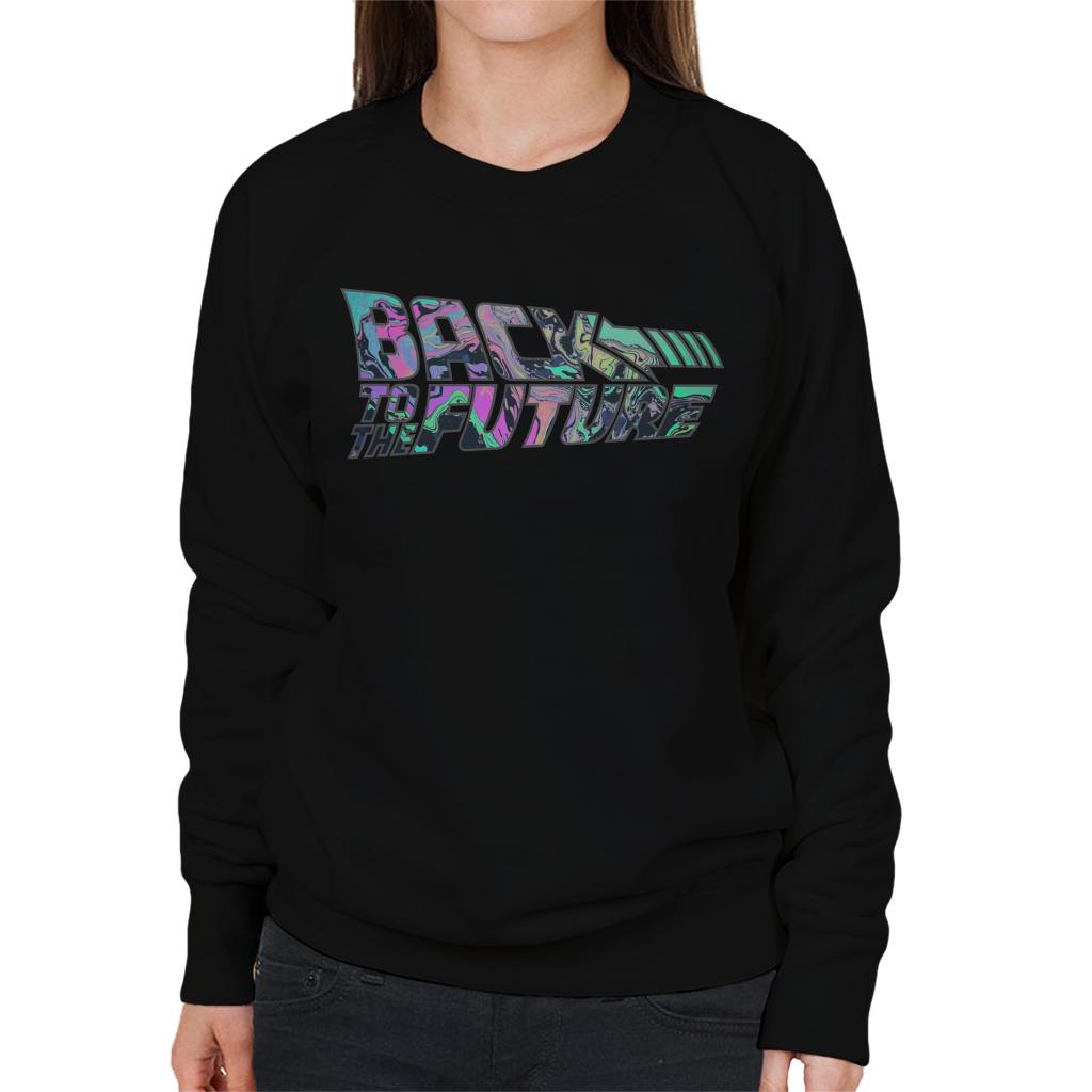 Back to the Future Psychedelic Marble Logo Women's Sweatshirt-ALL + EVERY