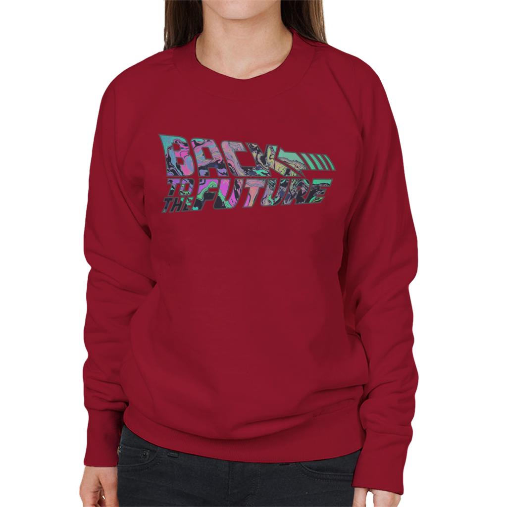 Back to the Future Psychedelic Marble Logo Women's Sweatshirt-ALL + EVERY