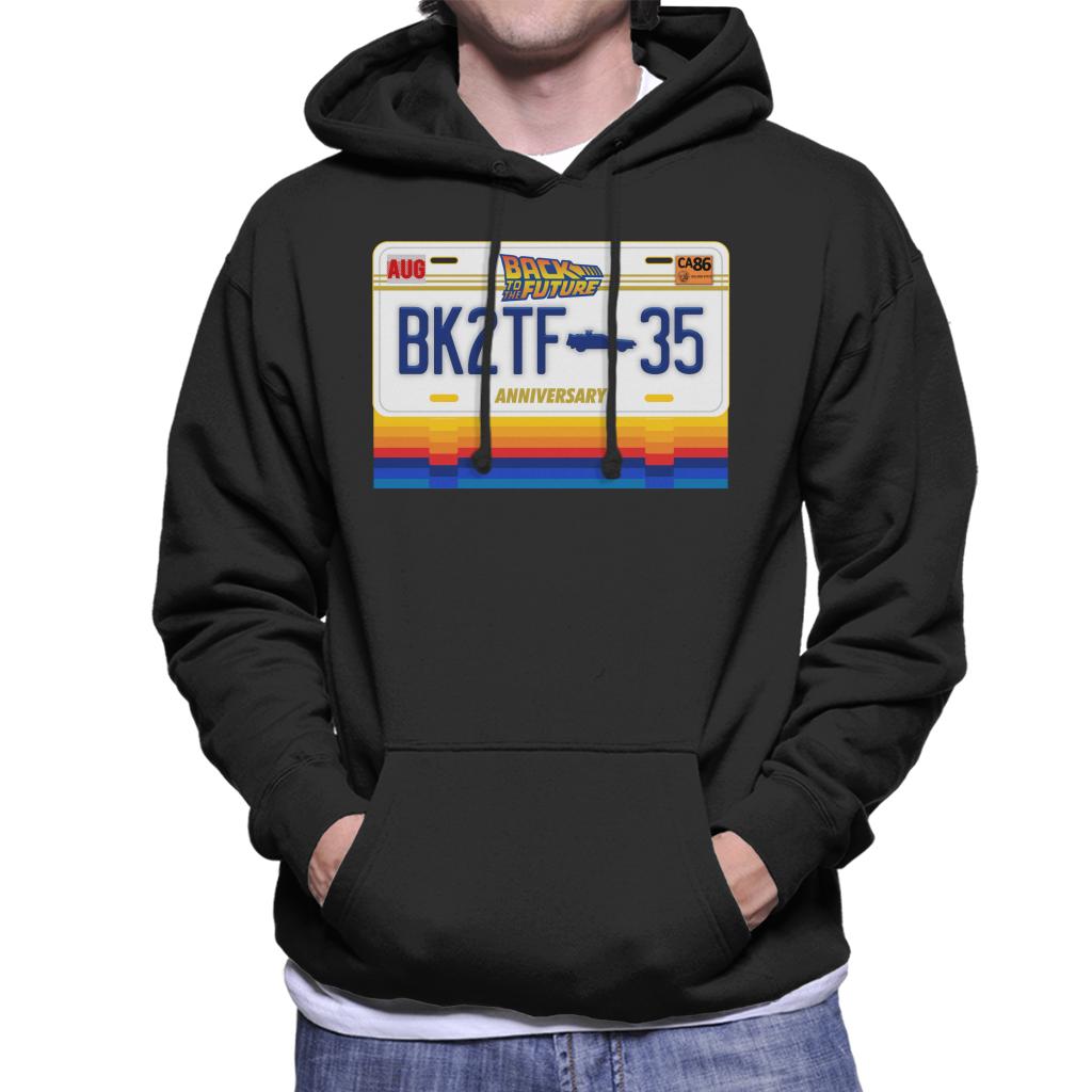 Back to the Future 35th Anniversary License Plate Design Men's Hooded Sweatshirt-ALL + EVERY