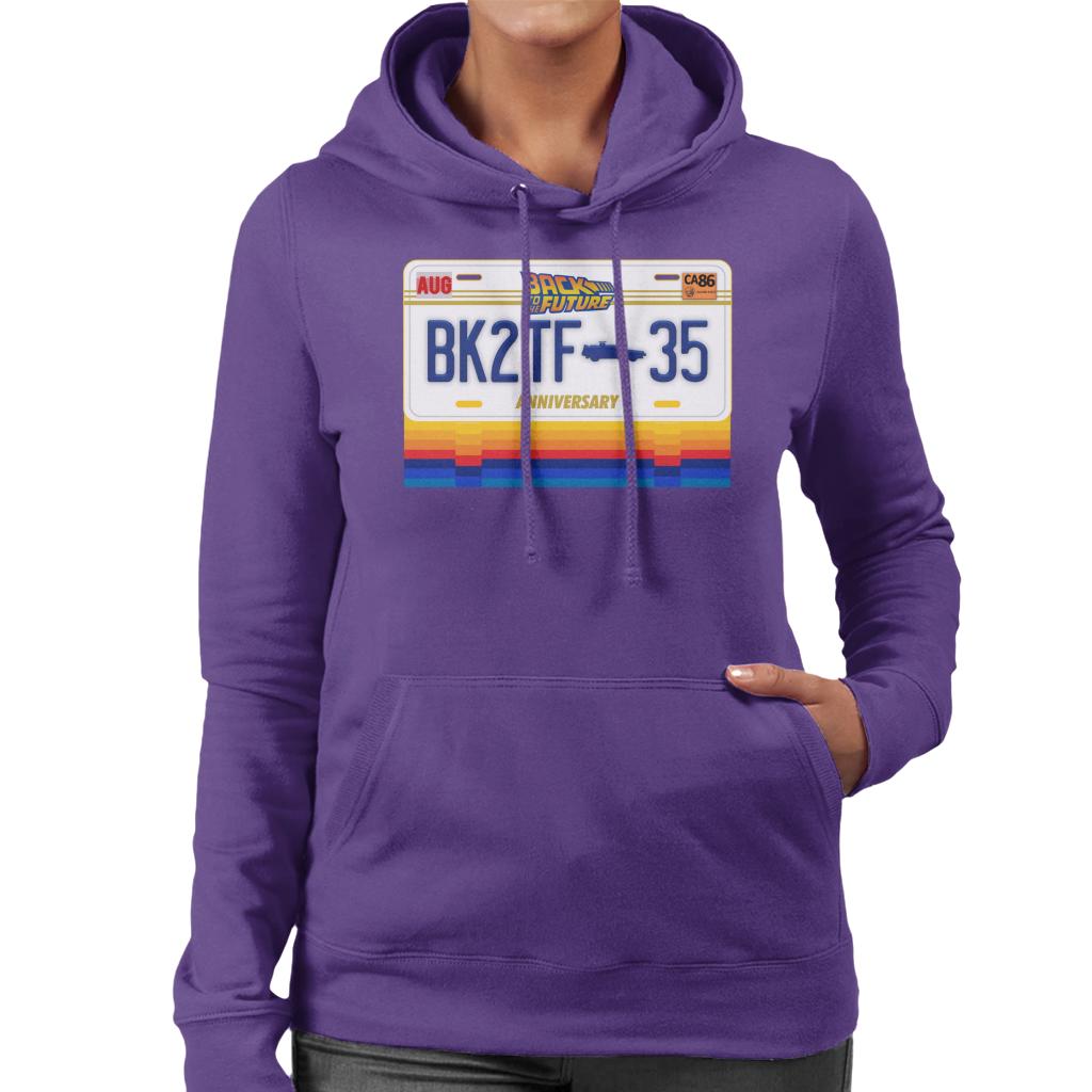 Back to the Future 35th Anniversary License Plate Design Women's Hooded Sweatshirt-ALL + EVERY