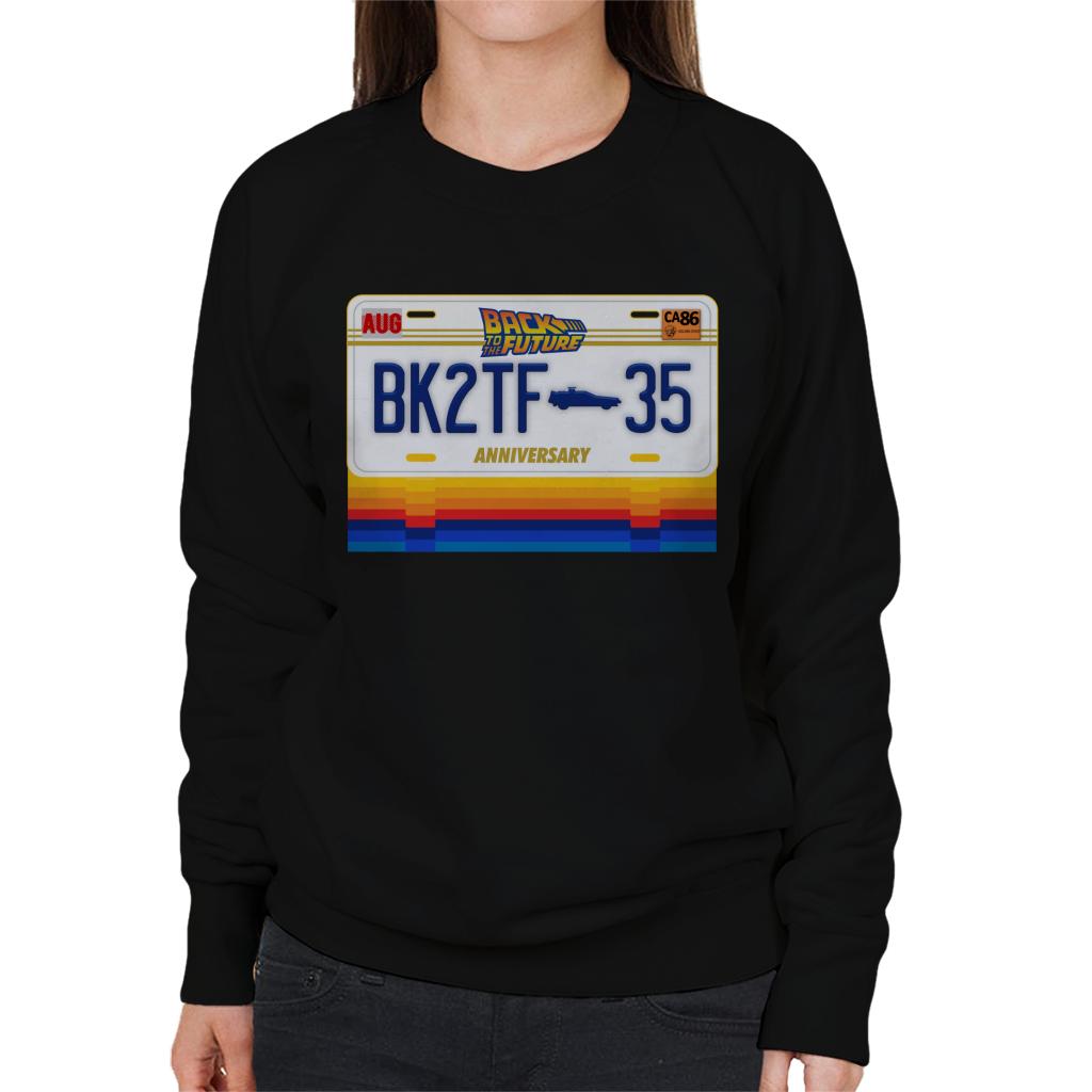 Back to the Future 35th Anniversary License Plate Design Women's Sweatshirt-ALL + EVERY