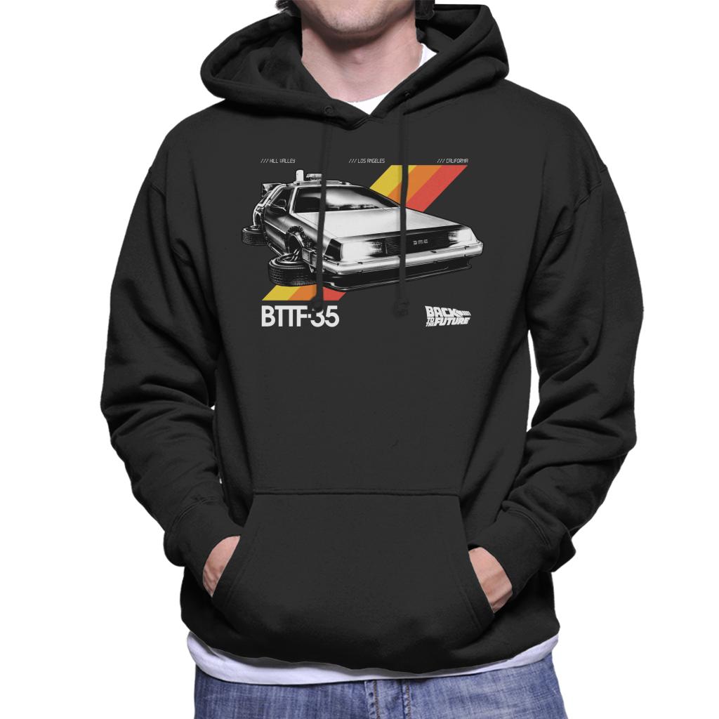 Back to the Future 35th Anniversary Delorean Men's Hooded Sweatshirt-ALL + EVERY