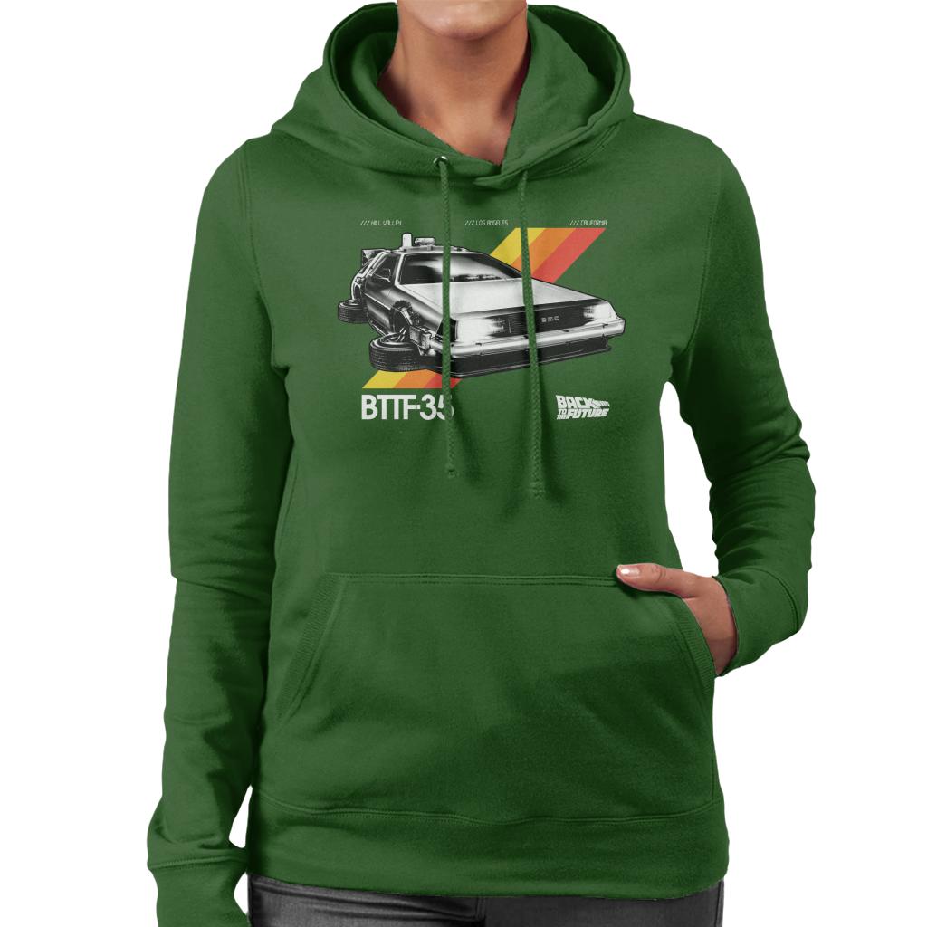 Back to the Future 35th Anniversary Delorean Women's Hooded Sweatshirt-ALL + EVERY