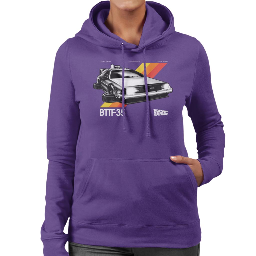 Back to the Future 35th Anniversary Delorean Women's Hooded Sweatshirt-ALL + EVERY