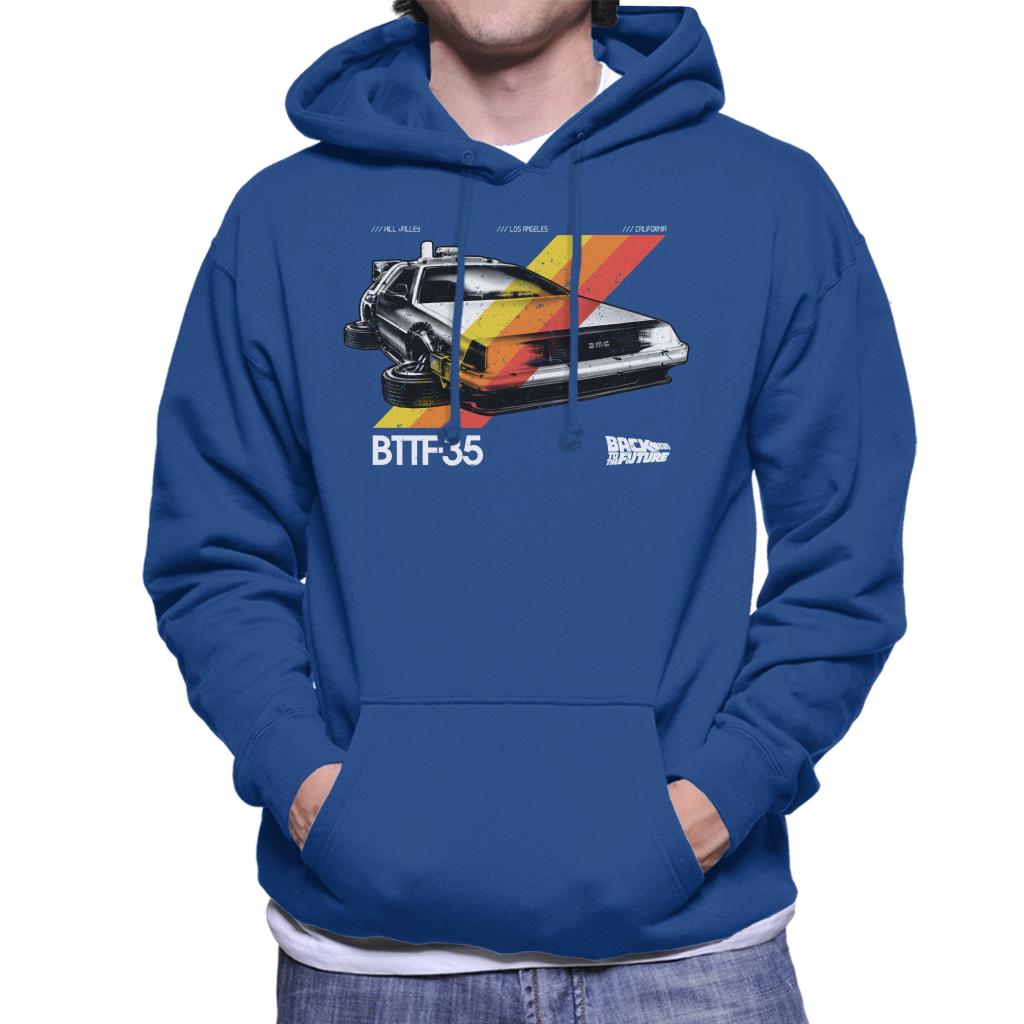 Back to the Future 35th Anniversary Delorean Stripes Men's Hooded Sweatshirt-ALL + EVERY