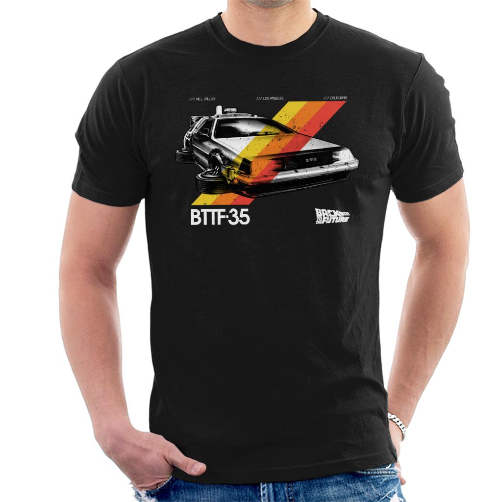 Back to the Future 35th Anniversary Delorean Stripes Men's T-Shirt-ALL + EVERY