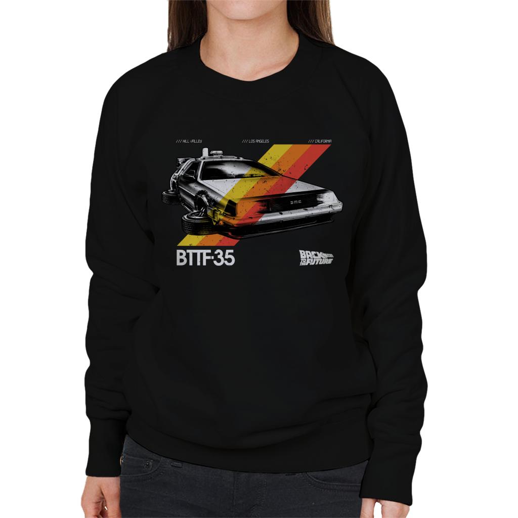 Back to the Future 35th Anniversary Delorean Stripes Women's Sweatshirt-ALL + EVERY