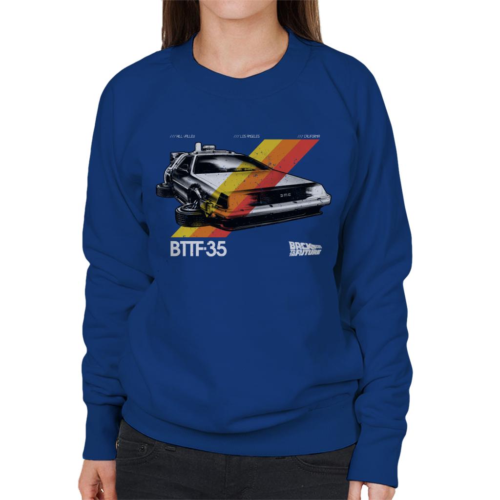 Back to the Future 35th Anniversary Delorean Stripes Women's Sweatshirt-ALL + EVERY