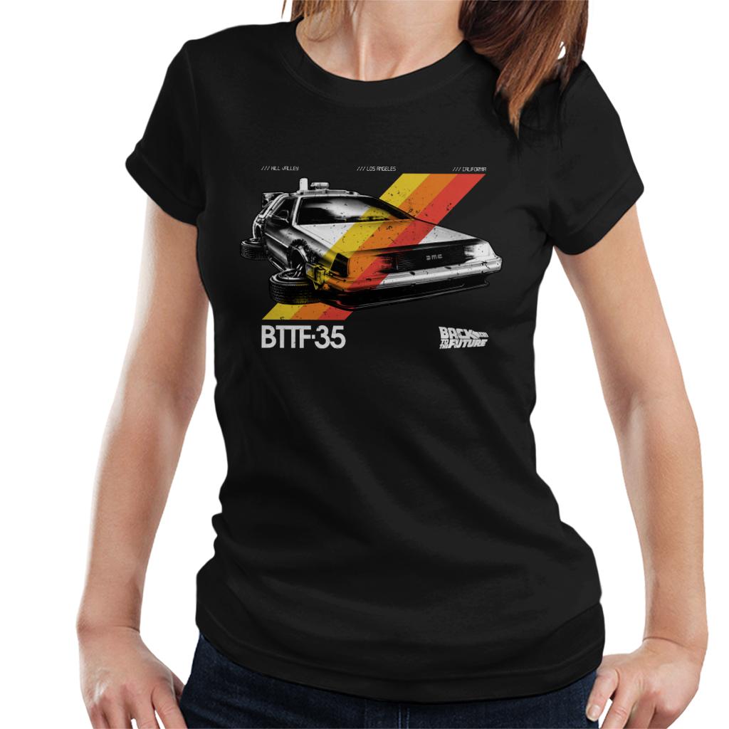 Back to the Future 35th Anniversary Delorean Stripes Women's T-Shirt-ALL + EVERY