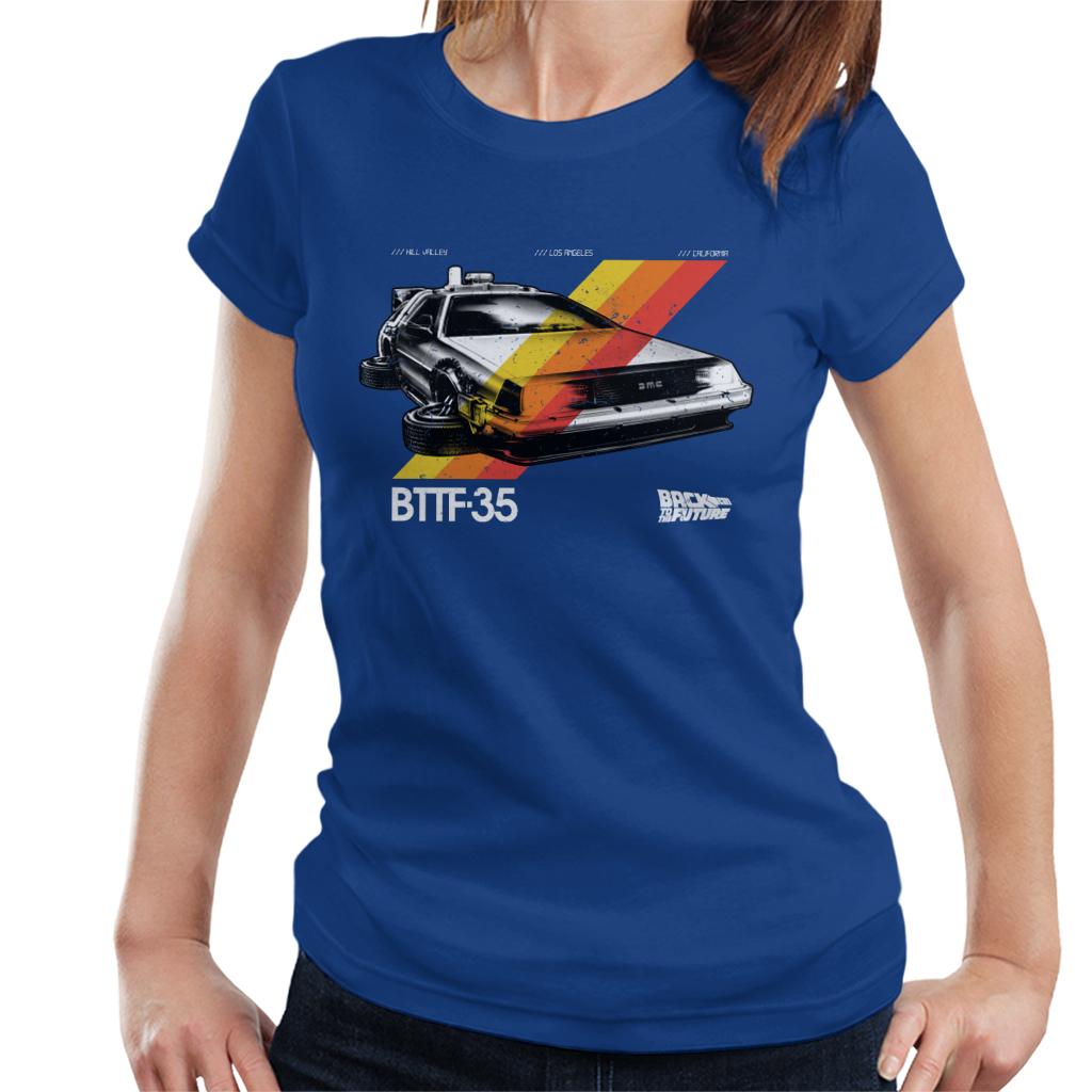 Back to the Future 35th Anniversary Delorean Stripes Women's T-Shirt-ALL + EVERY