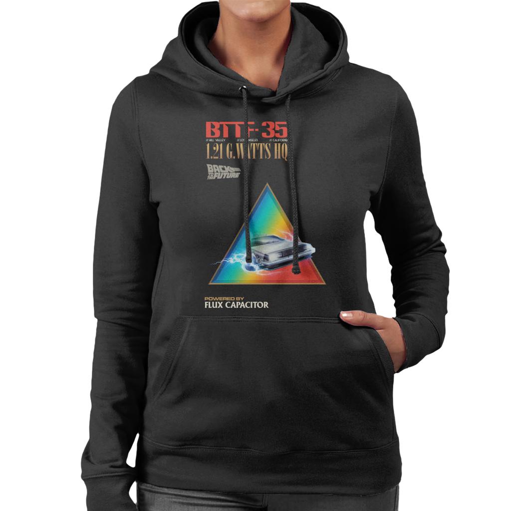 Back to the Future Delorean 1 21 G Watts Hq Colour Fade Women's Hooded Sweatshirt-ALL + EVERY