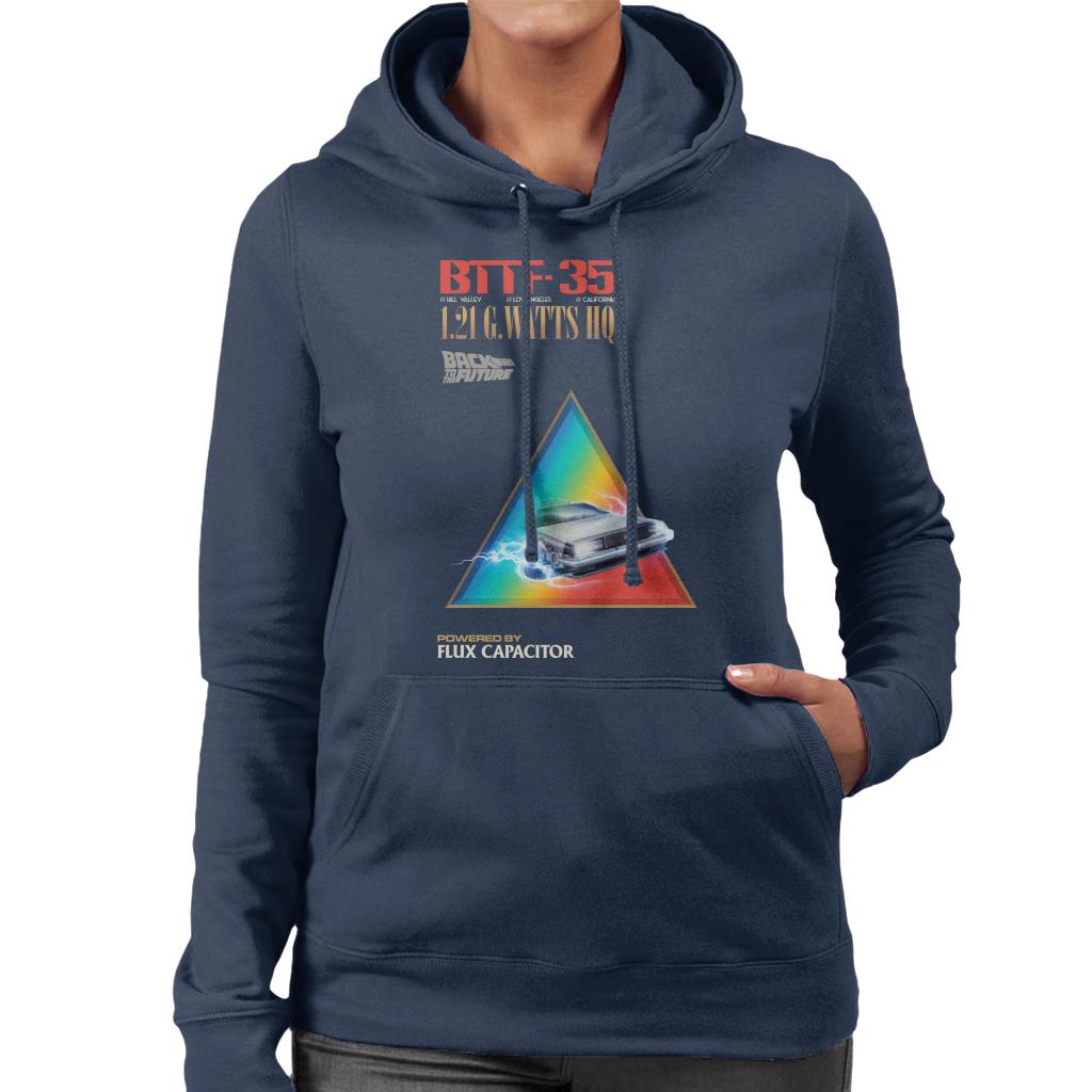 Back to the Future Delorean 1 21 G Watts Hq Colour Fade Women's Hooded Sweatshirt-ALL + EVERY