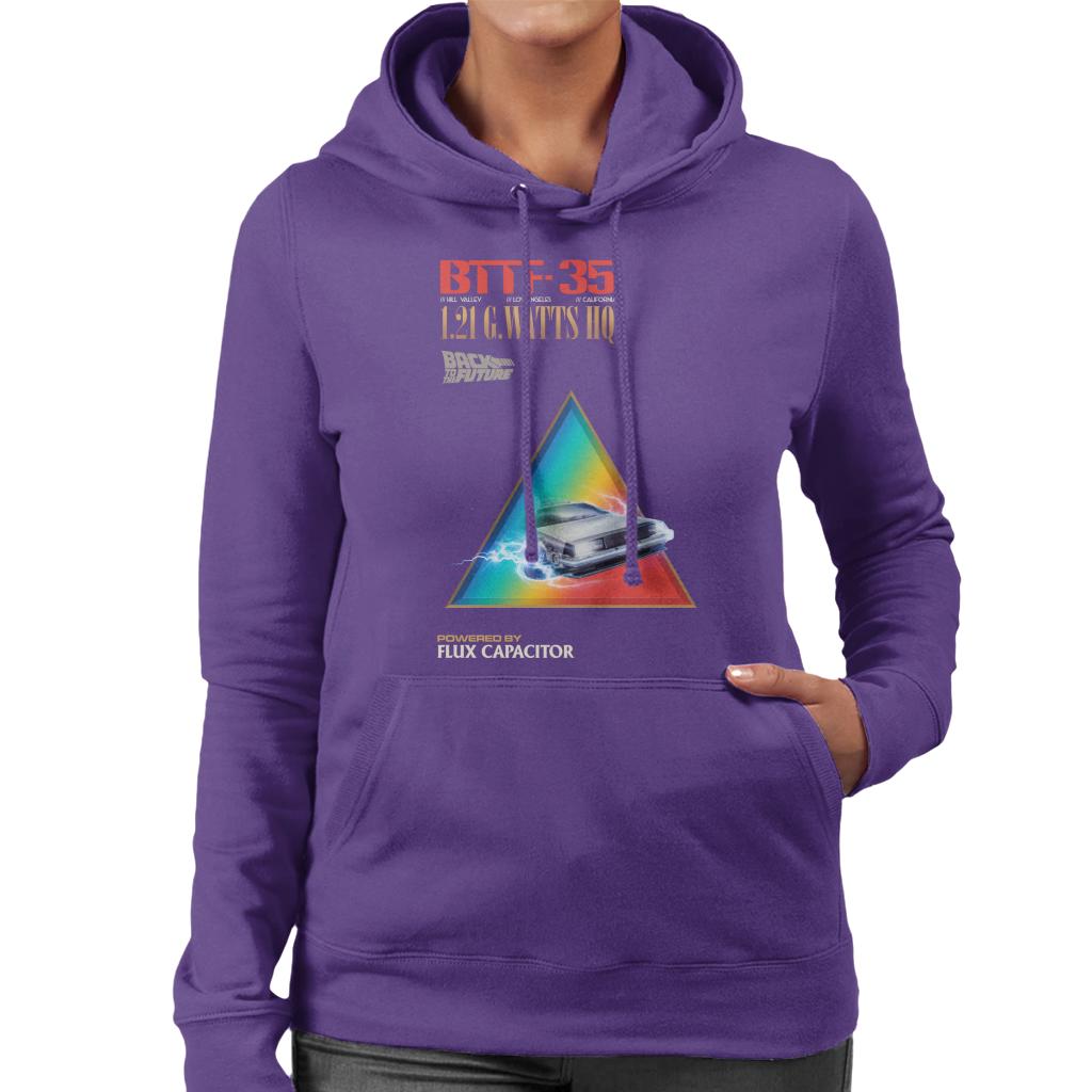 Back to the Future Delorean 1 21 G Watts Hq Colour Fade Women's Hooded Sweatshirt-ALL + EVERY