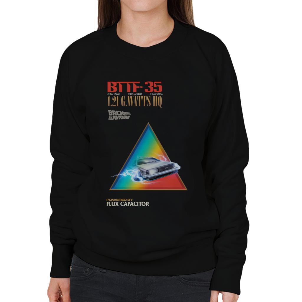 Back to the Future Delorean 1 21 G Watts Hq Colour Fade Women's Sweatshirt-ALL + EVERY