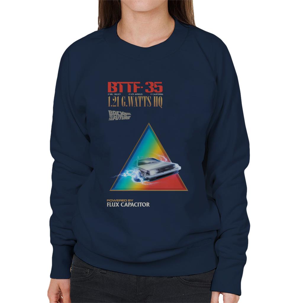 Back to the Future Delorean 1 21 G Watts Hq Colour Fade Women's Sweatshirt-ALL + EVERY