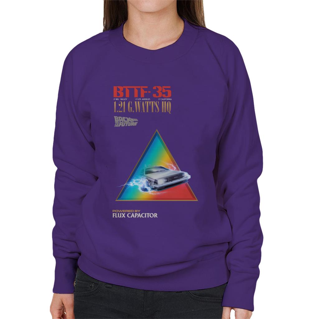 Back to the Future Delorean 1 21 G Watts Hq Colour Fade Women's Sweatshirt-ALL + EVERY