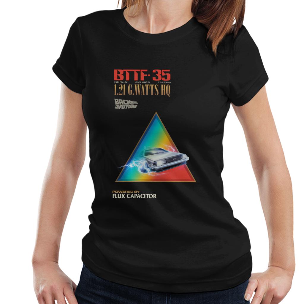 Back to the Future Delorean 1 21 G Watts Hq Colour Fade Women's T-Shirt-ALL + EVERY