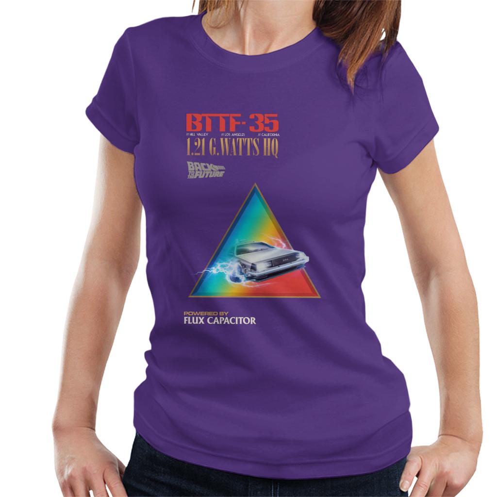 Back to the Future Delorean 1 21 G Watts Hq Colour Fade Women's T-Shirt-ALL + EVERY