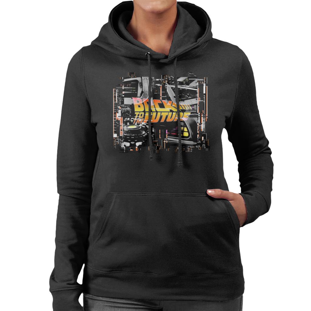 Back to the Future Delorean Montage Women's Hooded Sweatshirt-ALL + EVERY