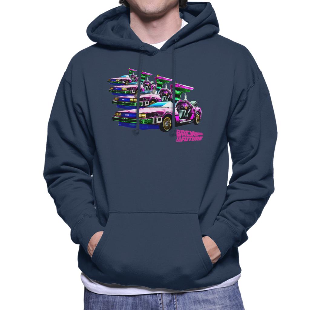 Back to the Future Delorean Mirrored Men's Hooded Sweatshirt-ALL + EVERY