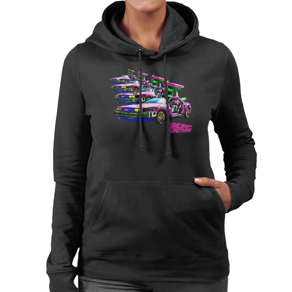 Back to the Future Delorean Mirrored Women's Hooded Sweatshirt-ALL + EVERY