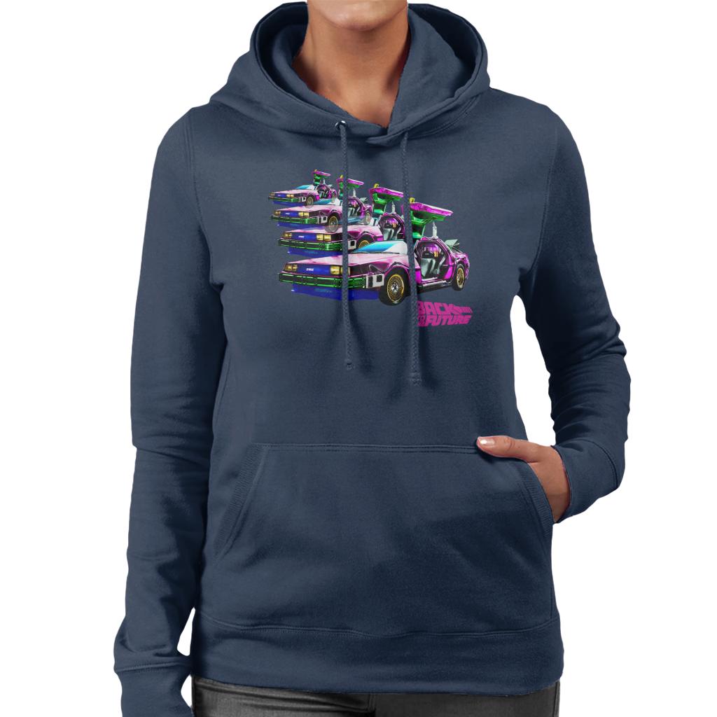 Back to the Future Delorean Mirrored Women's Hooded Sweatshirt-ALL + EVERY