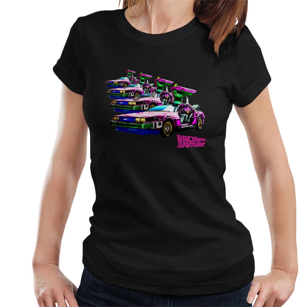 Back to the Future Delorean Mirrored Women's T-Shirt-ALL + EVERY