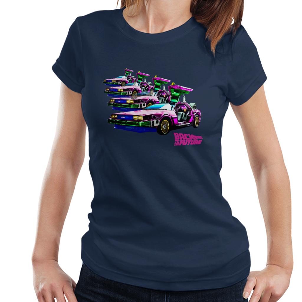 Back to the Future Delorean Mirrored Women's T-Shirt-ALL + EVERY