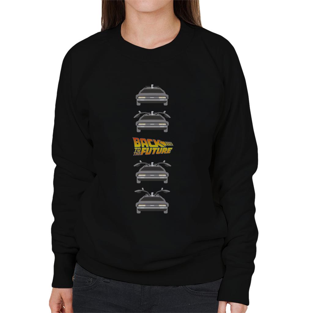 Back to the Future Delorean Doors Opening Women's Sweatshirt-ALL + EVERY