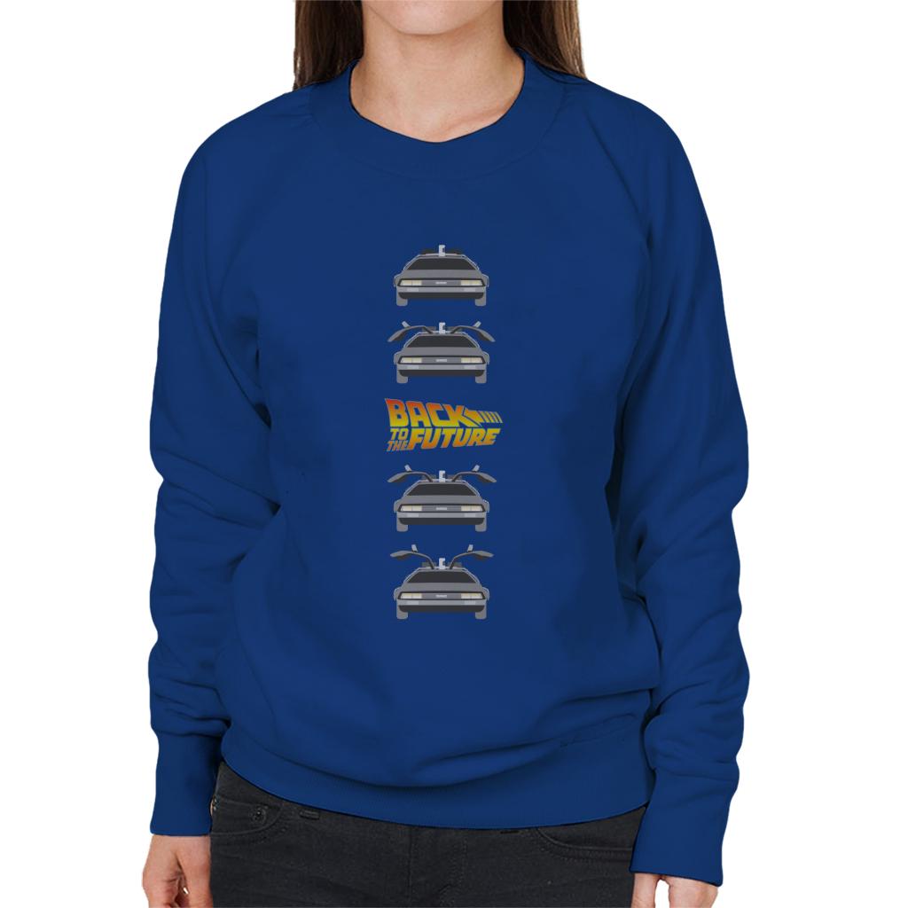 Back to the Future Delorean Doors Opening Women's Sweatshirt-ALL + EVERY