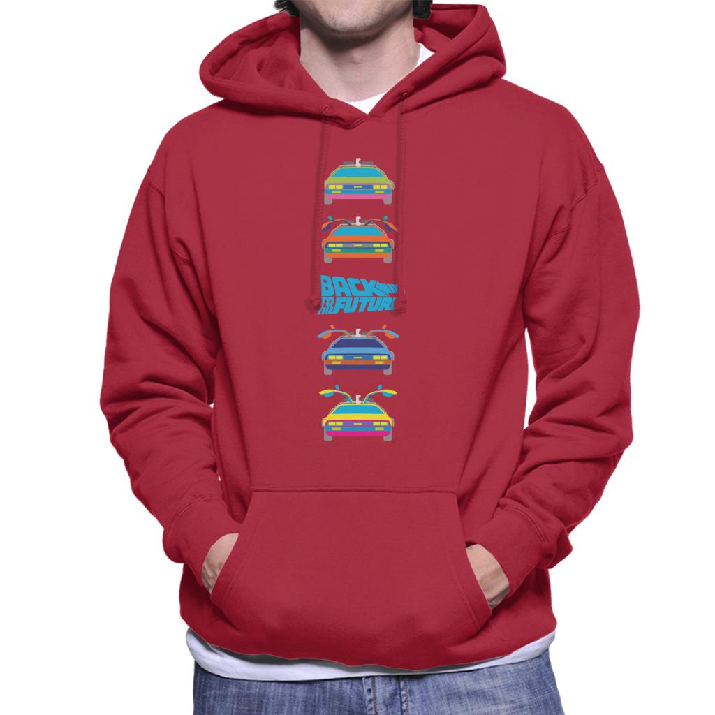 Back to the Future Delorean Doors Opening Colourful Design Men's Hooded Sweatshirt-ALL + EVERY