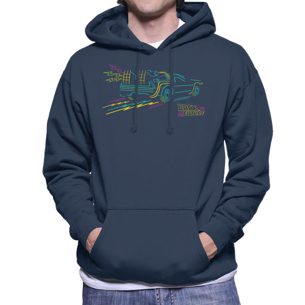 Back to the Future Delorean Neon Take Off Men's Hooded Sweatshirt-ALL + EVERY