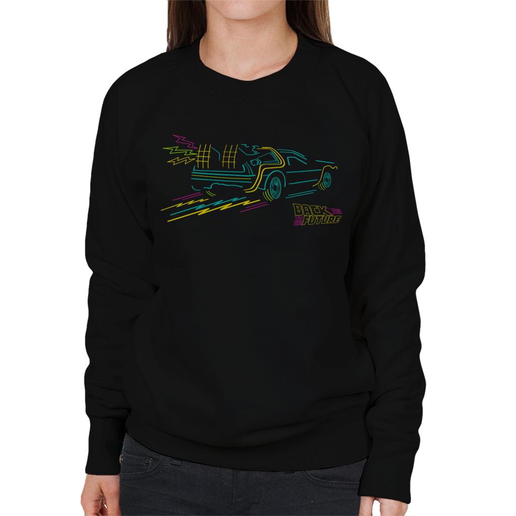 Back to the Future Delorean Neon Take Off Women's Sweatshirt-ALL + EVERY