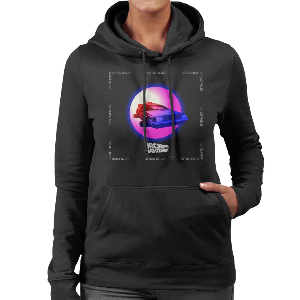 Back to the Future Delorean Purple Moon Women's Hooded Sweatshirt-ALL + EVERY