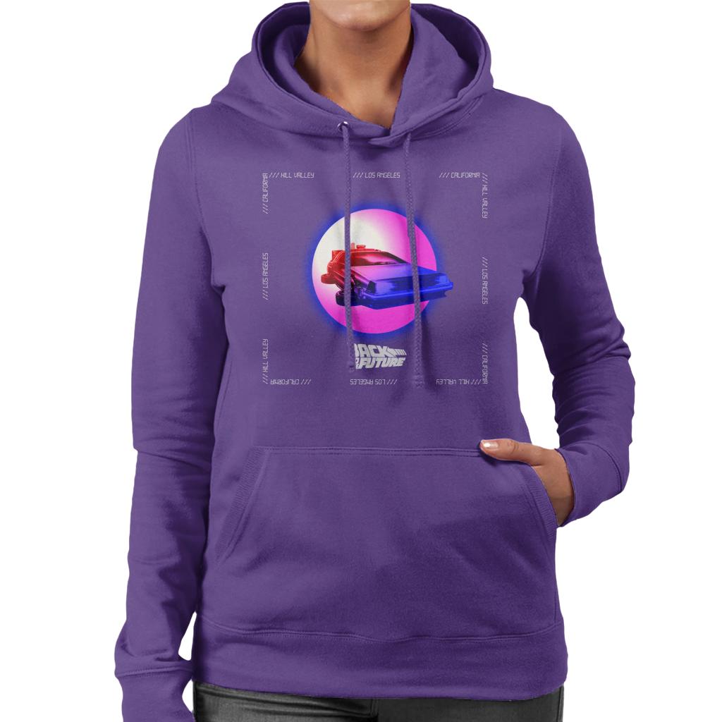 Back to the Future Delorean Purple Moon Women's Hooded Sweatshirt-ALL + EVERY