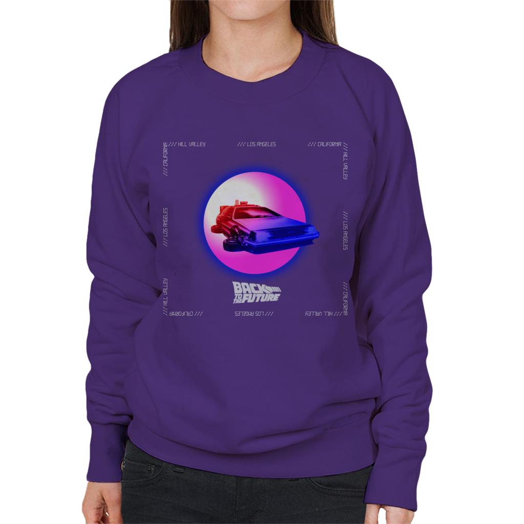 Back to the Future Delorean Purple Moon Women's Sweatshirt-ALL + EVERY