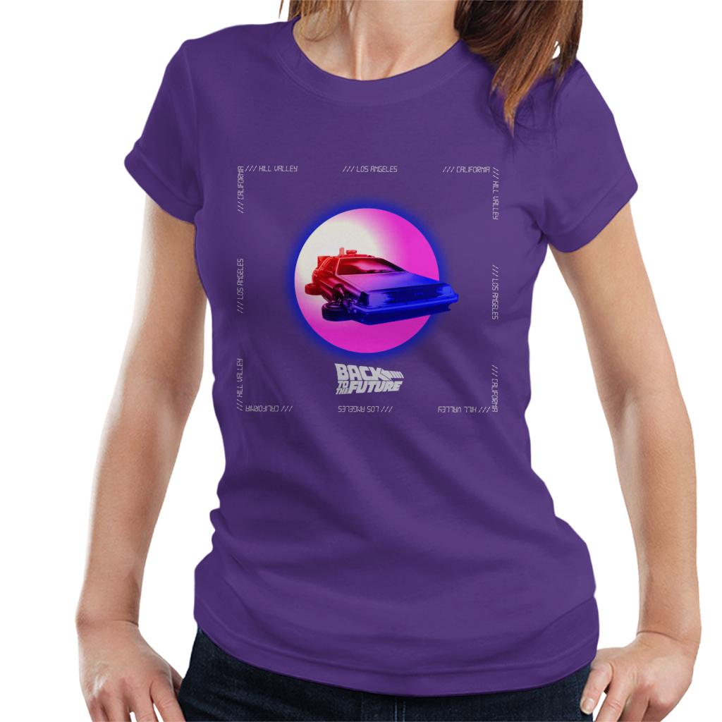 Back to the Future Delorean Purple Moon Women's T-Shirt-ALL + EVERY