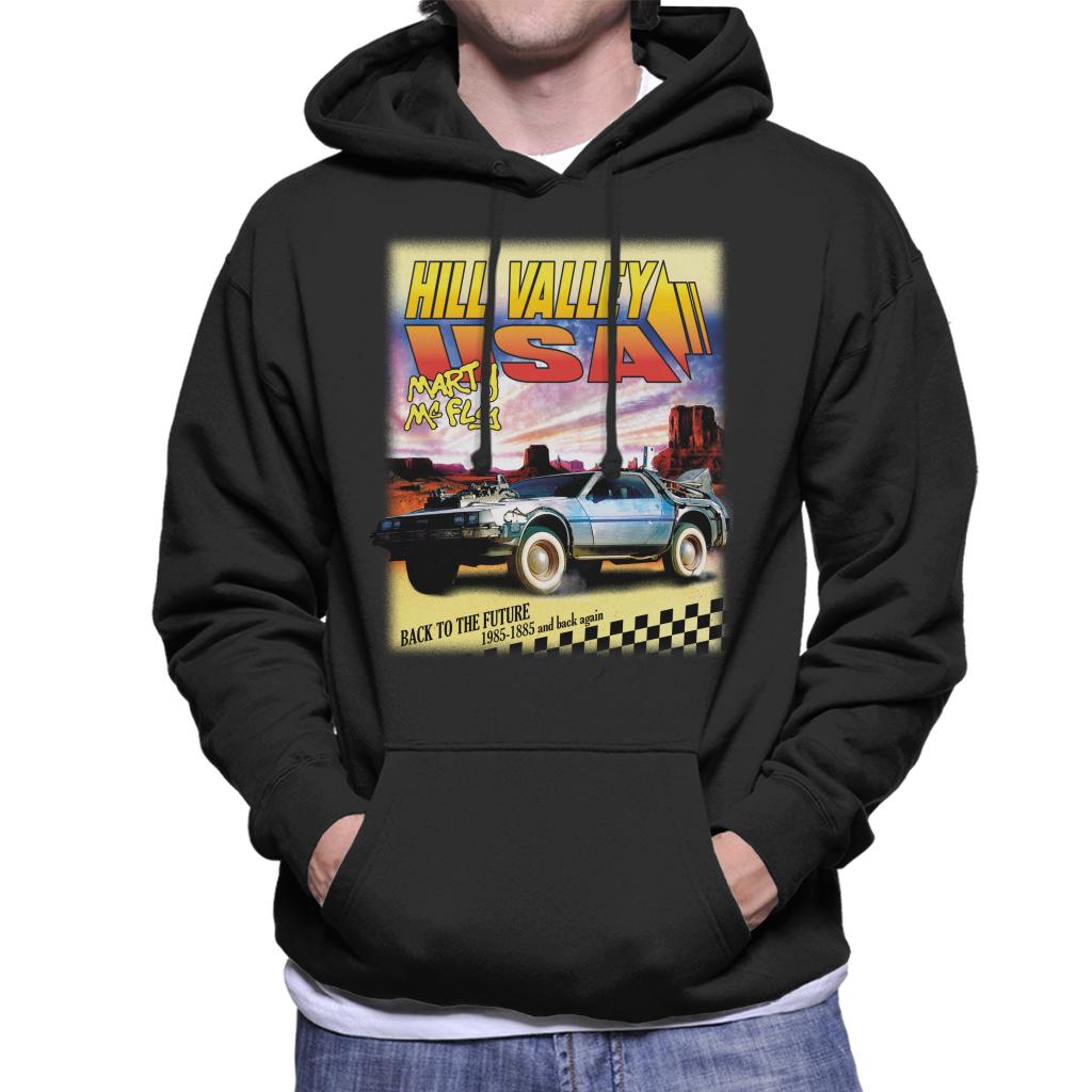 Back to the Future Delorean Hill Valley USA Marty Mcfly Men's Hooded Sweatshirt-ALL + EVERY