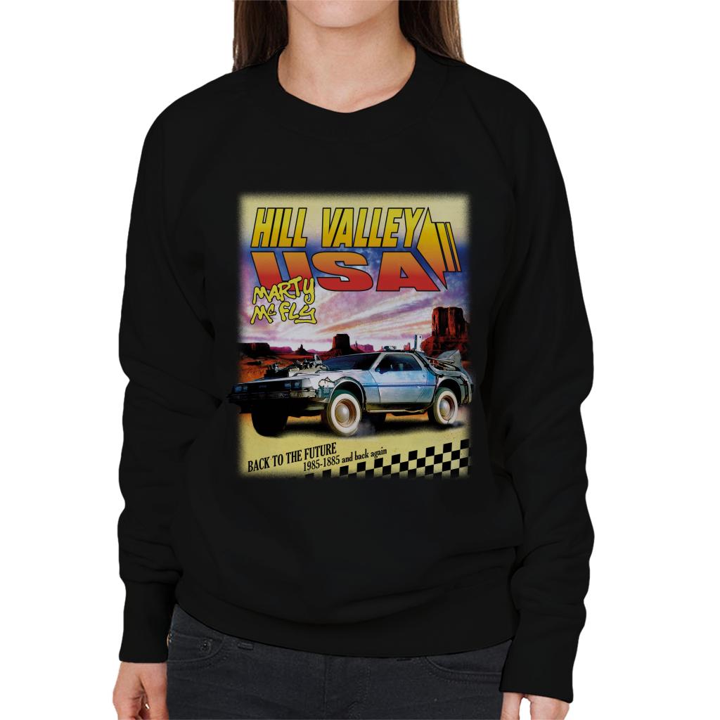 Back to the Future Delorean Hill Valley USA Marty Mcfly Women's Sweatshirt-ALL + EVERY