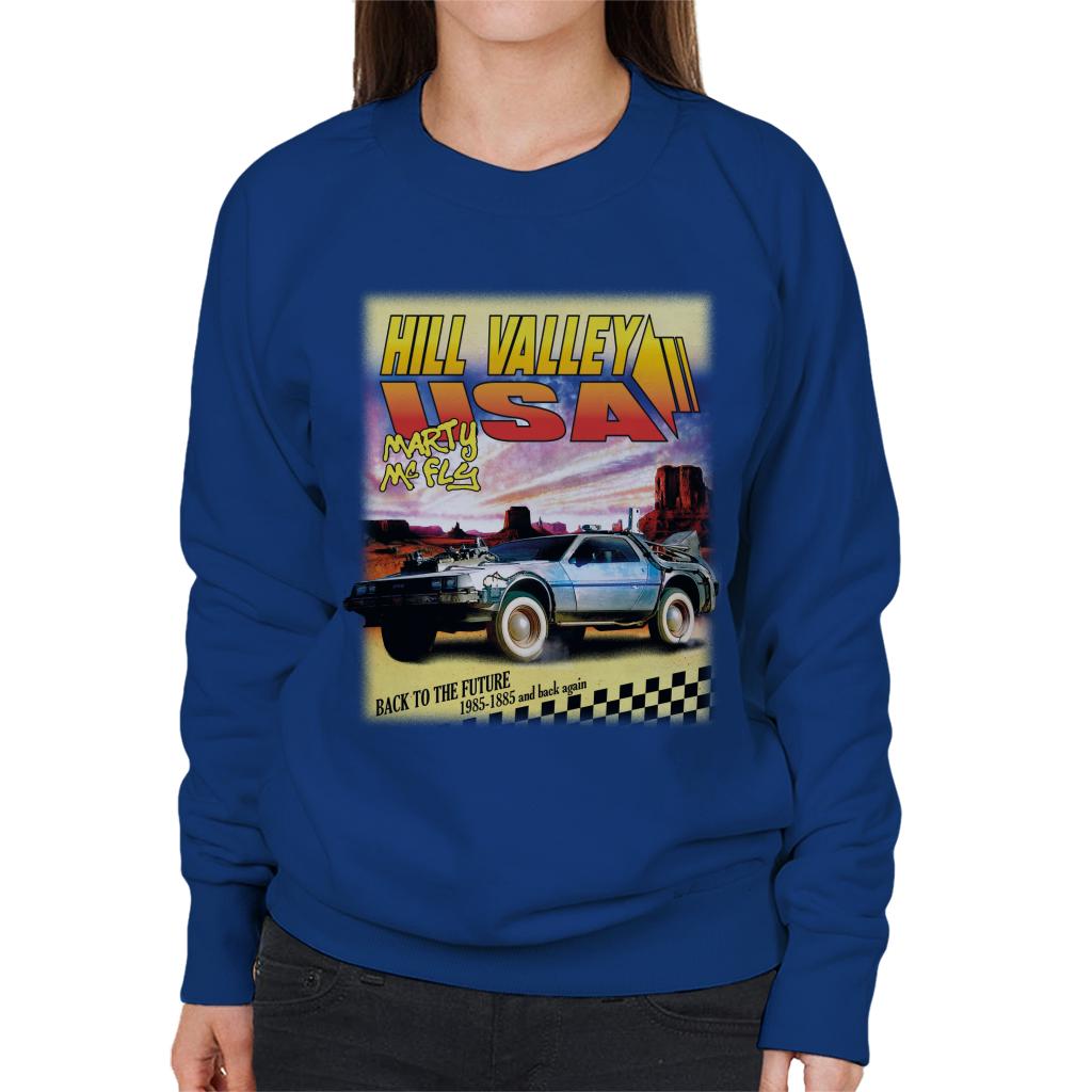 Back to the Future Delorean Hill Valley USA Marty Mcfly Women's Sweatshirt-ALL + EVERY